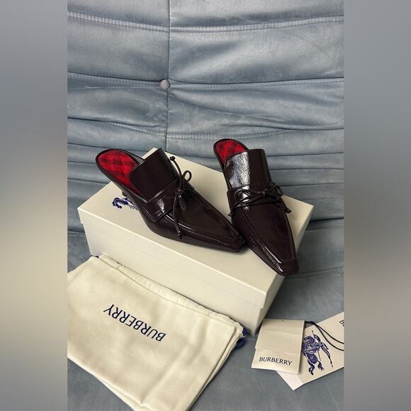 Burberry 50mm leather mules new with box 37 - Picture 1 of 7